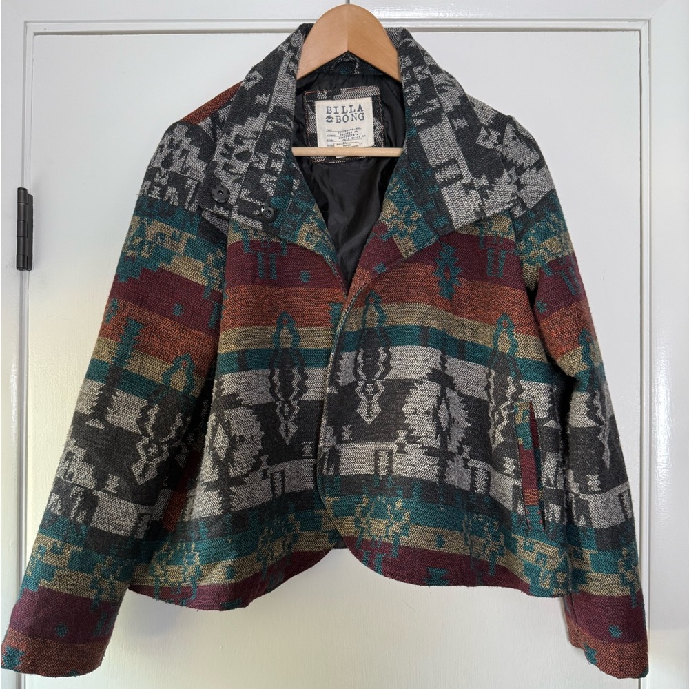 Billabong Multicolor Patterned Ski Jacket - Teal, Burgundy, Gray